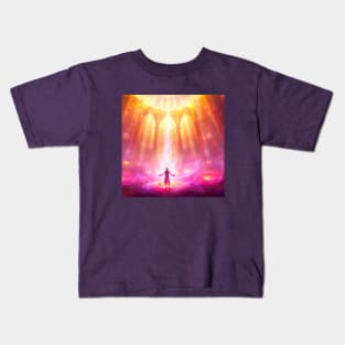 Mystical Heavenly Light Engulfs Lone Monk Kids T-Shirt